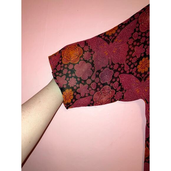 Lularoe floral with butterflies sheer kimono beach cover size medium - Picture 2 of 5